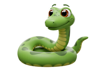 Isolated Cute Green Cartoon Snake