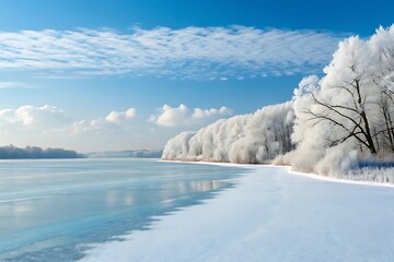 Obraz premium winter landscape with snow high resolution photo 