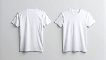 White T Shirt Front and Back Views Flat Lay front view t shirt mockup