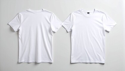 White t shirts front and back views flat lay white t-shirt mockup