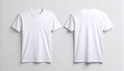 White T Shirt Mockup Front and Back Views front view flat lay