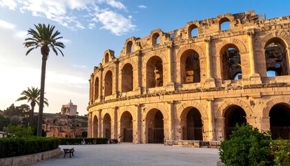 Obraz premium Ancient amphitheater at sunset