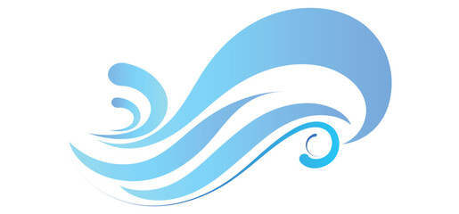 Naklejka premium This image features flowing, stylized blue waves against a white background. 