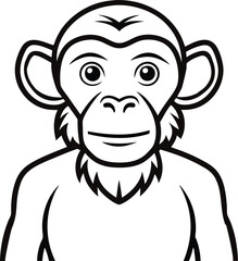 a chimpanzee one line art with transparent background