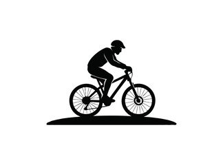 Obraz premium Mountain biker riding a bicycle silhouette isolated on transparent background