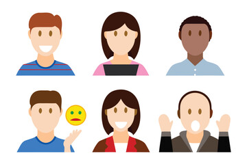 Diverse Emoji Emotions: A collection of cartoonish illustrations, showcasing various expressions of the human form, providing a glimpse into the complexities of feelings and character interactions. 