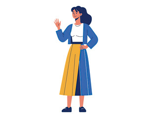 Flat cartoon woman character illustration. Cartoon character flat illustration style.