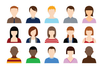 Digital Avatar Icons: A mosaic of diverse digital avatar icons, rendered in a clean, flat design. These symbolic representations capture the essence of individuality and diversity.