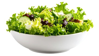 Fresh green salad in white bowl
