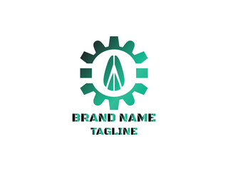 Fototapeta premium Creative logo featuring a gear and abstract shape with a modern green gradient.