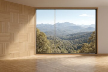 Empty room with mountain view