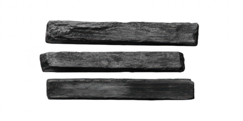 Charcoal sticks art supplies isolated on a transparent background