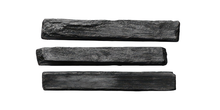 Charcoal sticks art supplies isolated on a transparent background