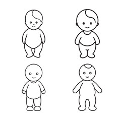 line art of baby set bundle on white background