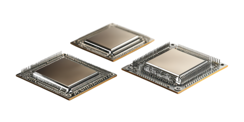 Computer Processors Silver Metal isolated on a transparent background