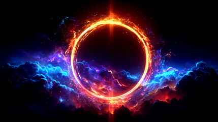 Obraz premium Surreal Sci-Fi Energy Portal Over the Horizon – Generative AI