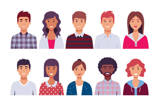 Diverse Portrait Collection: A vibrant mosaic of individuals, each showcasing a unique appearance in a captivating illustration of human diversity.