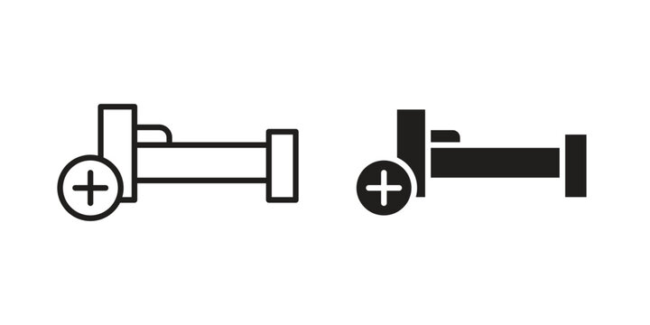 Hospital bed icon. linear style sign for mobile concept and web design.