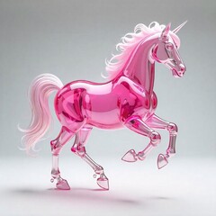 a pink crystal horse on a white background