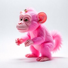 a pink monkey on a white background