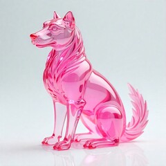 a pink crystal dog on a white background