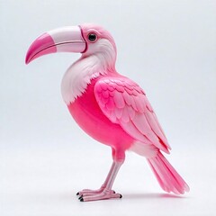 a pink toucan on a white background
