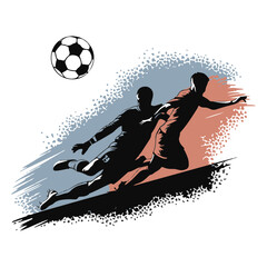 Soccer Players with Goal Post and Giant Ball Silhouette Vector Teamwork Football Art