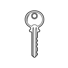 Vector illustration of a key isolated on transparent or white background, outline style.