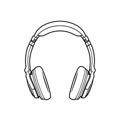 Headphones isolated on transparent or white background, vector illustration. Outline style.