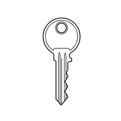 Key in outline style isolated on transparent or white background, vector illustration.