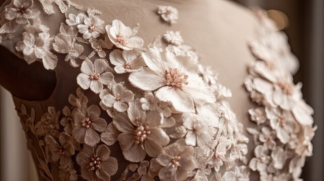 Floral embroidered wedding dress