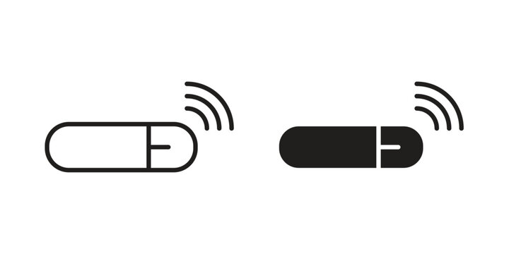 Dog microchip icon. linear style sign for mobile concept and web design.