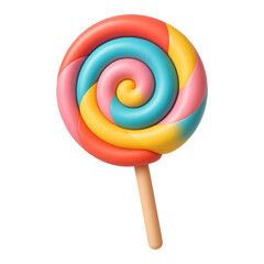 3D illustration of lollipop with swirl with transparent background