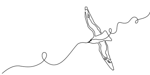 Bird dove line freedom art vector outline fly icon hand pigeon. Hope bird line continuous animal peace white sketch illustration angel easter concept stroke symbol free doodle single wing world sky.