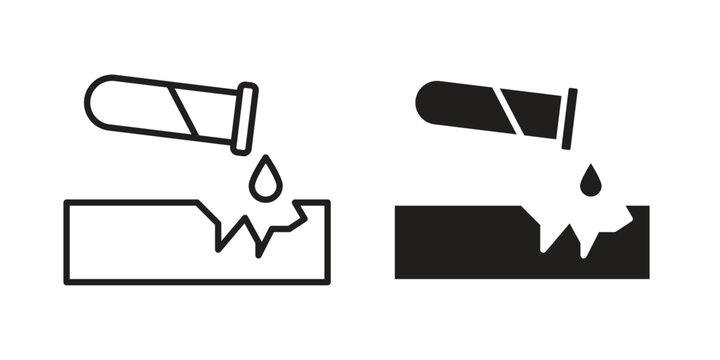 Corrosive substance icon. linear style sign for mobile concept and web design.