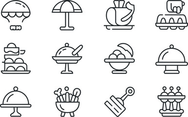 Vector Food Icons: Restaurant Menu Line Art Design