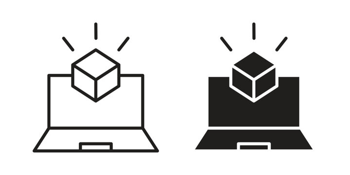Computer simulation icon. linear style sign for mobile concept and web design.
