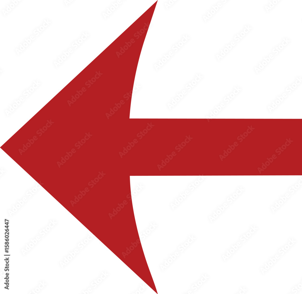 Poster red arrow pointing left directional symbol isolated on transparent background