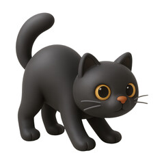 Naklejka premium 3D illustration of black cat arching back with transparent background
