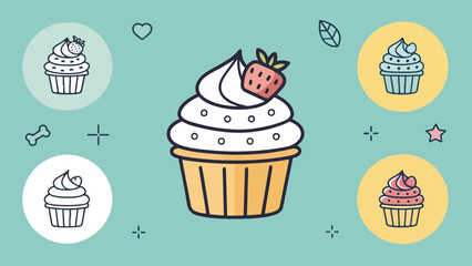 Cupcake vector design in white background, Cupcake vector design, Muffin illustration vector design