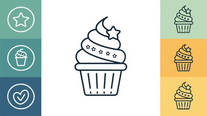 Cupcake icon vector design, Cupcake Illustration vector design, Cupcake logo vector design