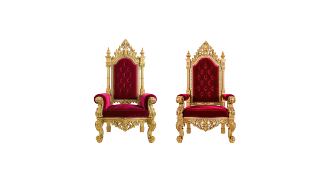 Royal throne chair on transparent background png
