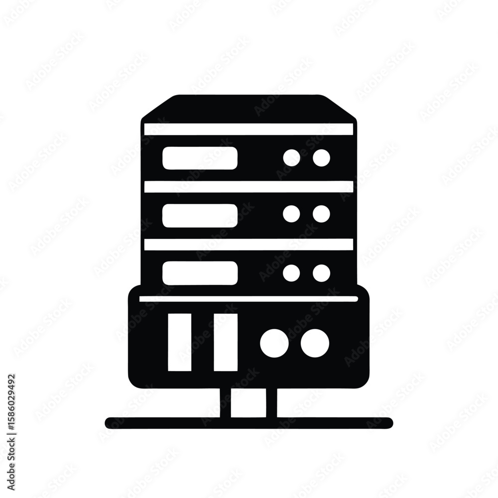 Aufkleber clean server silhouette icon on a white background ideal for technology and data services