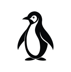 Charming penguin silhouette vector icon on a clean white background