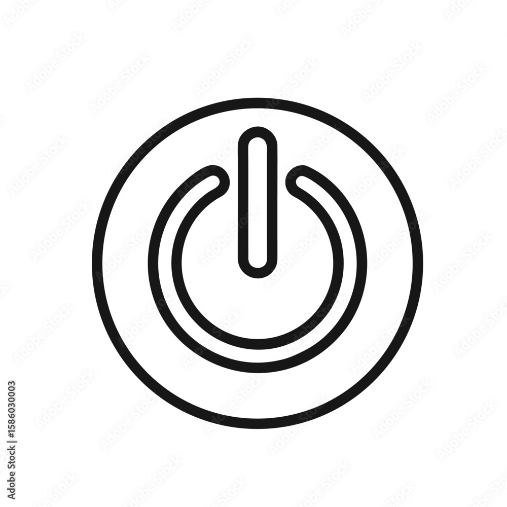 Poster simple power off button icon with a clean outline on a white background