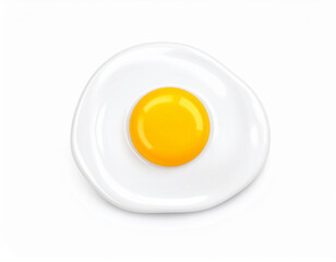 Delicious perfectly cooked fried egg with vibrant yellow yolk against a white background