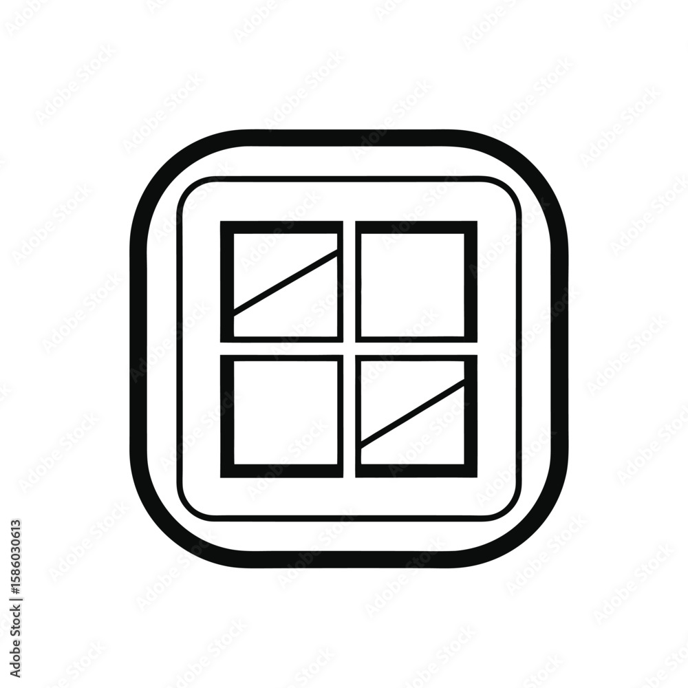Fototapete Simple outline icon representing a windows button on a clean white background