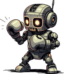 Robot cyborg soldier futuristic 3D vector illustration with cute robotic character in white background