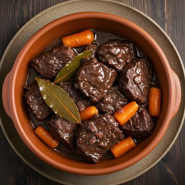 French-style slow-cooked beef stew with red wine and bay leaves &ndash; Daube Proven&ccedil;ale
