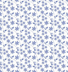 Delft Blue Delicate Floral Seamless 